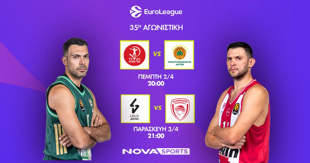Μεταδόσεις EuroLeague: Χάποελ – Παναθηναϊκός και Βιλερμπάν – Ολυμπιακός