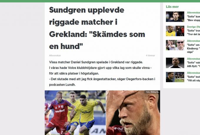 ΣΟΚ: Βόμβες Σούντγκρεν: «Ντρέπομαι, στήσαμε τα δύο ματς με 3-0 για να πέσει η Καλλιθέα»