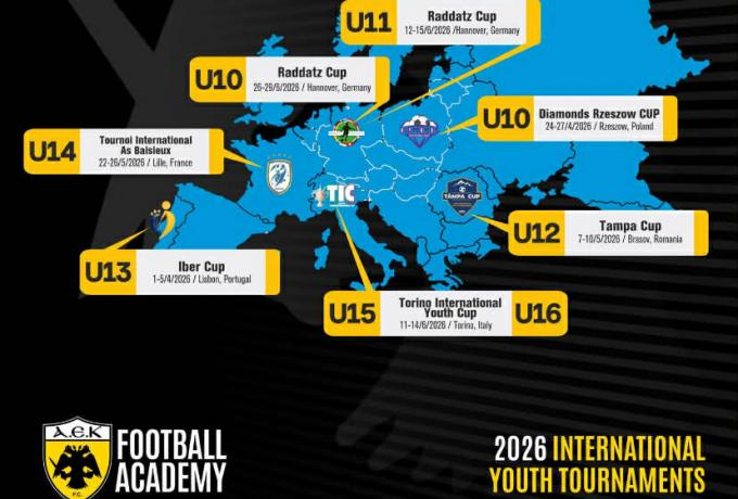 Τα τμήματα υποδομών της ΑΕΚ θα συμμετάσχουν σε διεθνή τουρνουά ανά την Ευρώπη (ΦΩΤΟ)