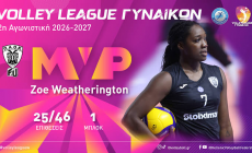 Volley League Γυναικών: MVP της 2ης αγωνιστικής η Ζόε Γουεδέρινγκτον